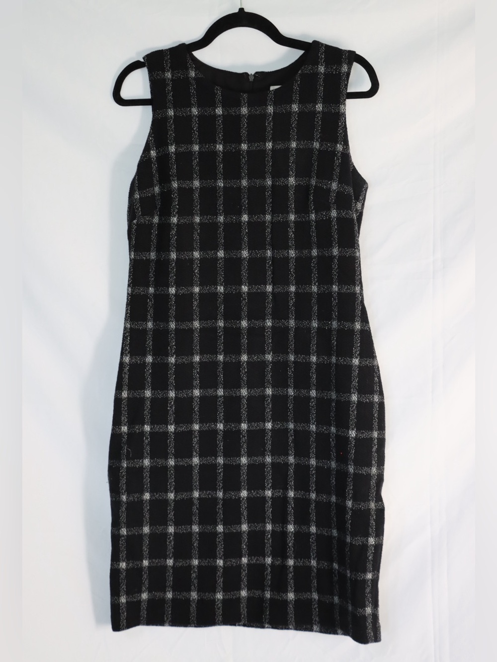 Calvin Klein Black Windowpane Midi Sheath Dress